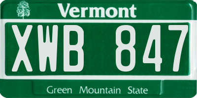 VT license plate XWB847