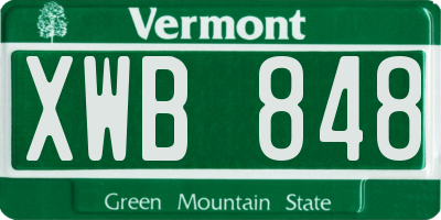 VT license plate XWB848