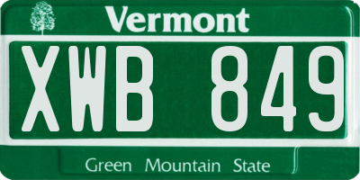 VT license plate XWB849