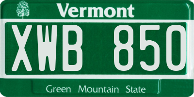 VT license plate XWB850