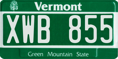 VT license plate XWB855