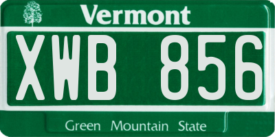 VT license plate XWB856