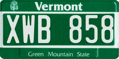 VT license plate XWB858
