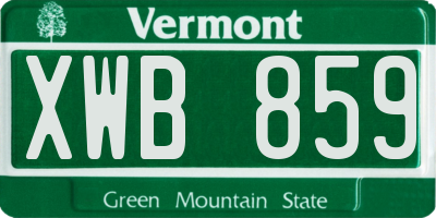 VT license plate XWB859