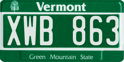 VT license plate XWB863