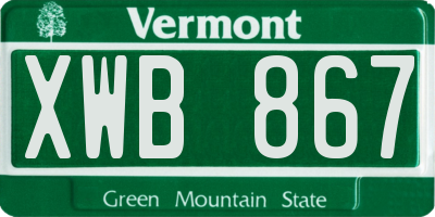 VT license plate XWB867