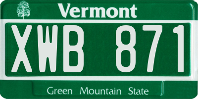 VT license plate XWB871