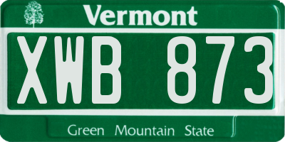 VT license plate XWB873