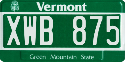 VT license plate XWB875
