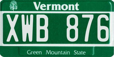VT license plate XWB876