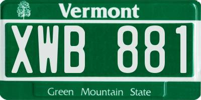 VT license plate XWB881