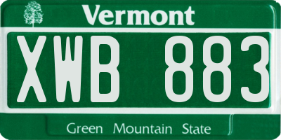 VT license plate XWB883