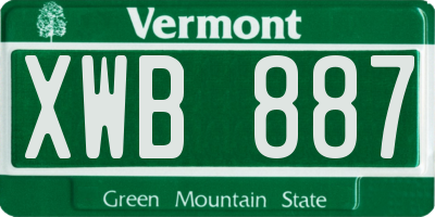 VT license plate XWB887