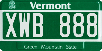 VT license plate XWB888
