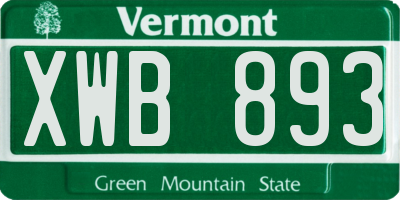 VT license plate XWB893