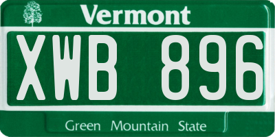 VT license plate XWB896