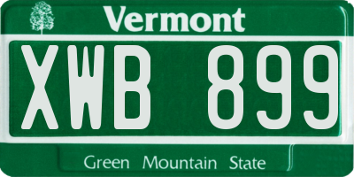 VT license plate XWB899