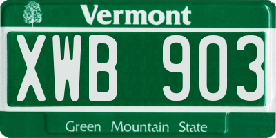 VT license plate XWB903