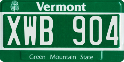 VT license plate XWB904