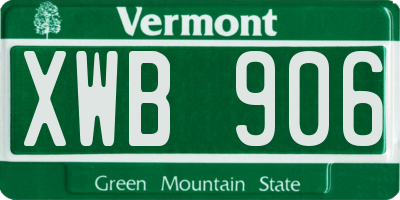 VT license plate XWB906