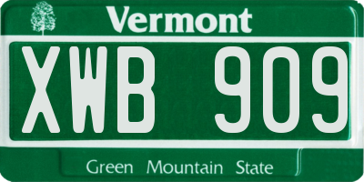 VT license plate XWB909