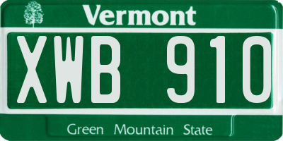 VT license plate XWB910