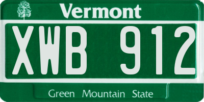 VT license plate XWB912