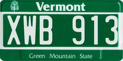 VT license plate XWB913
