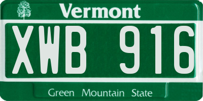 VT license plate XWB916