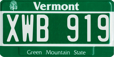 VT license plate XWB919