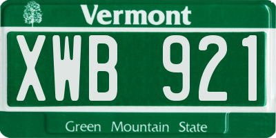 VT license plate XWB921