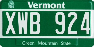 VT license plate XWB924