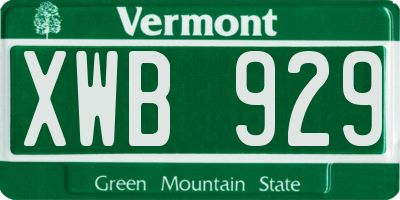 VT license plate XWB929