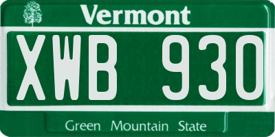 VT license plate XWB930