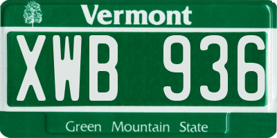 VT license plate XWB936