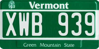 VT license plate XWB939