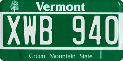 VT license plate XWB940
