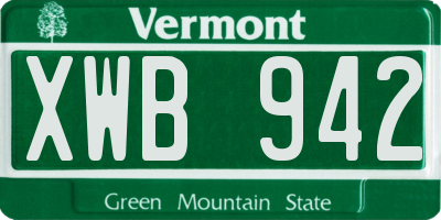 VT license plate XWB942