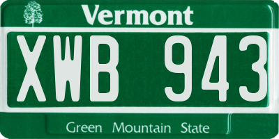 VT license plate XWB943