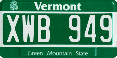 VT license plate XWB949