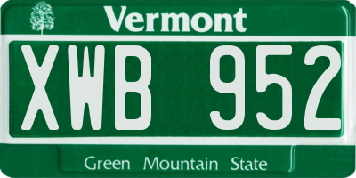 VT license plate XWB952