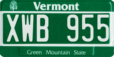 VT license plate XWB955