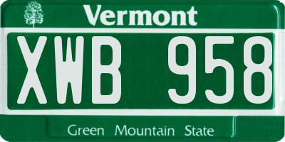 VT license plate XWB958