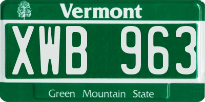 VT license plate XWB963