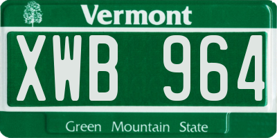 VT license plate XWB964