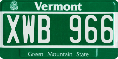 VT license plate XWB966