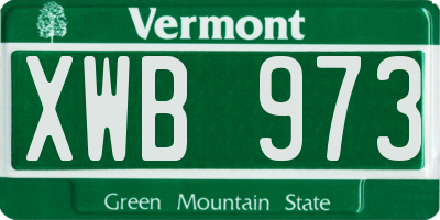 VT license plate XWB973