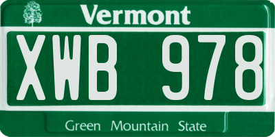 VT license plate XWB978