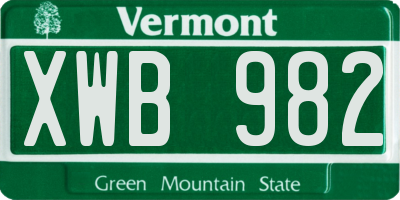 VT license plate XWB982