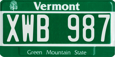 VT license plate XWB987